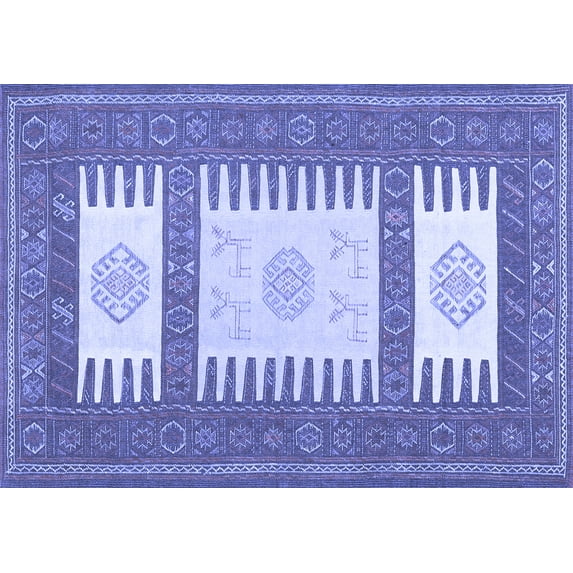 Ahgly Company Indoor Rectangle Southwestern Blue Country Area Rugs, 2' x 4'