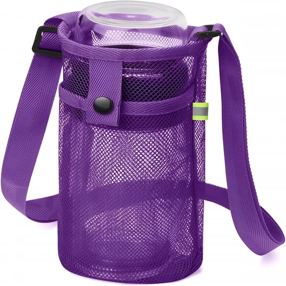 BPPEG 2026 New Mesh Water Bottle Bag with Strap,Lightweight Water Bottle Carrier Holder with Adjustable Shoulder Strap for Women Men Kids Water Bottle Pouch for Hiking, Camping, Gym, Travel