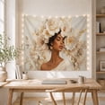 thumbnail image 5 of Woman with Cream White Flowers Portrait Tapestry Wall Hanging, 5 of 7