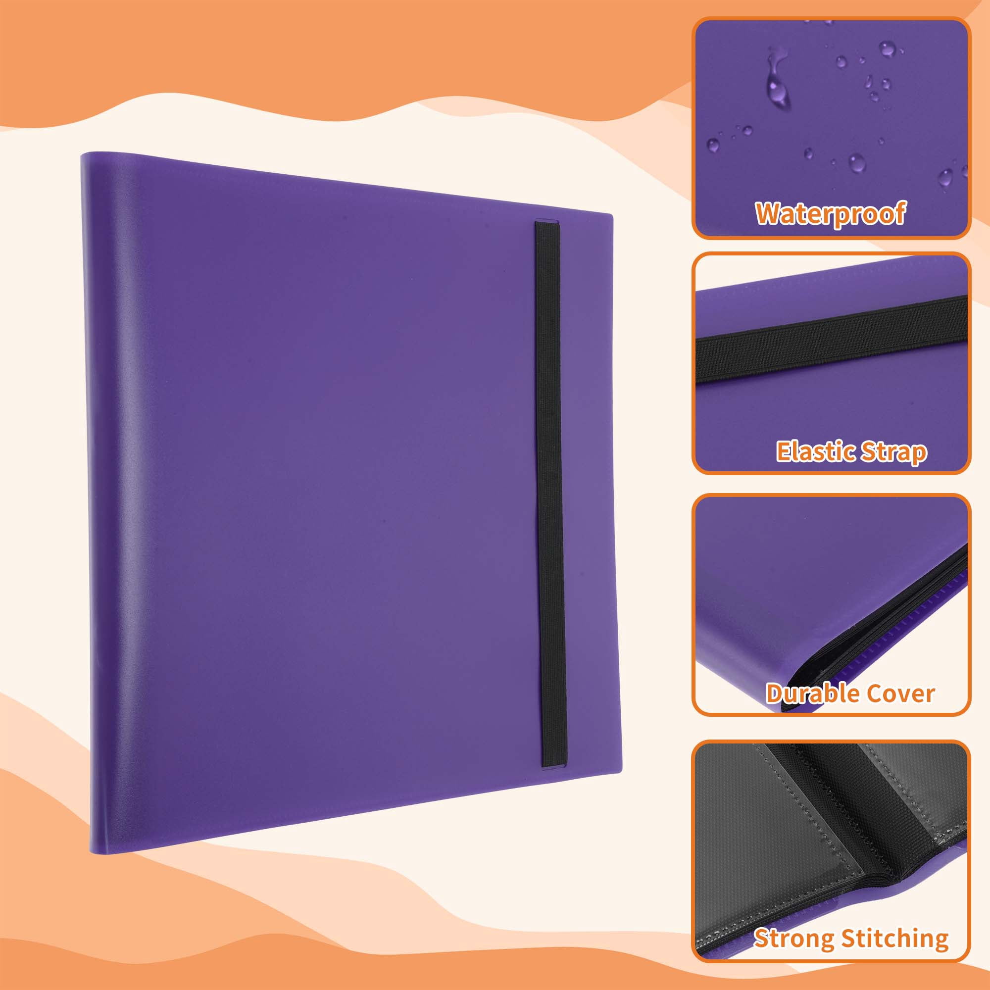 Unique Bargains Card Binder with 12 Pockets and 20 Pages for 480 Card Capacity ["Purple"]