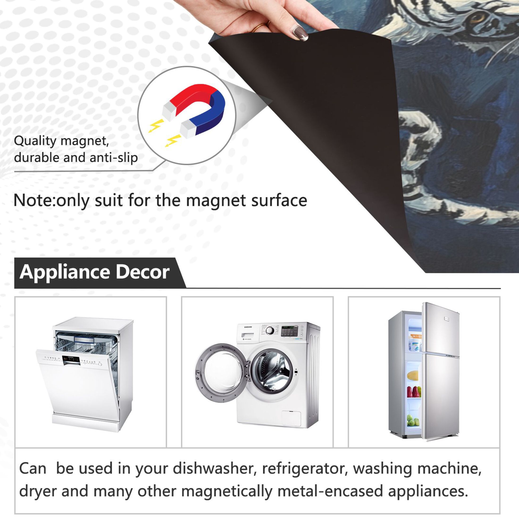 Dishwasher Magnetic Sticker 23x26 Inch Refrigerator Magnetic Sticker Washing Machine Magnetic Sticker Kitchen Panel Magnetic Sticker Home Decor The Sea and The White Tiger