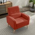 thumbnail image 6 of Pouseayar Mid-Century Modern Accent Chair, Polyester Fabric Comfy Single Sofa Chair with Metal Legs, 6 of 8