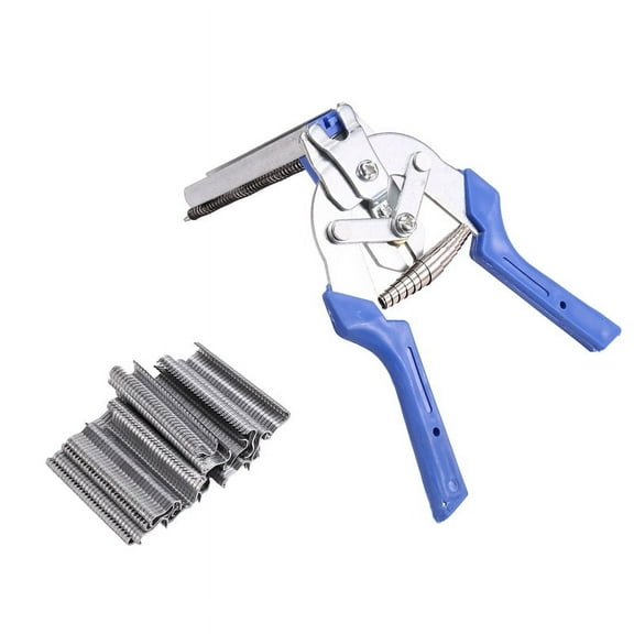 Hog Ring Plier Tool with 600pcs M Clips Staples Chicken Mesh Cage Wire Fencing Anti-Slip Handle Hand Tools