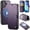 Purple, variant on Dteck Magnetic Wallet Case for iPhone 16, Shockproof Leather+TPU Card Slots RFID Blocking Case Compatible with Mag Safe Kickstand Flip Cover , Black
