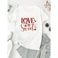thumbnail image 2 of Playera de manga corta para mujer, estampado en color sólido, cuello redondo, estilo casual, para verano, estilo casualWomen's "Love is Sweet" Graphic T-Shirt - Casual Round Neck, Short Sleeve, Comf, 2 of 7