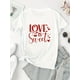 thumbnail image 2 of Playera de manga corta para mujer, estampado en color sólido, cuello redondo, estilo casual, para verano, estilo casualWomen's "Love is Sweet" Graphic T-Shirt - Casual Round Neck, Short Sleeve, Comf, 2 of 7
