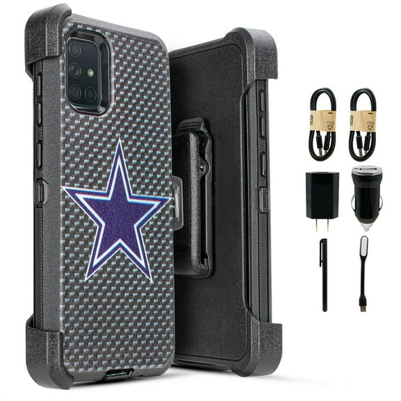 Value Pack ! for Samsung Galaxy A71 case Phone Case 360° Cover Built In Screen Protector Clip Kickstand Holster Hybrid Shock Bumper (Blue Star)