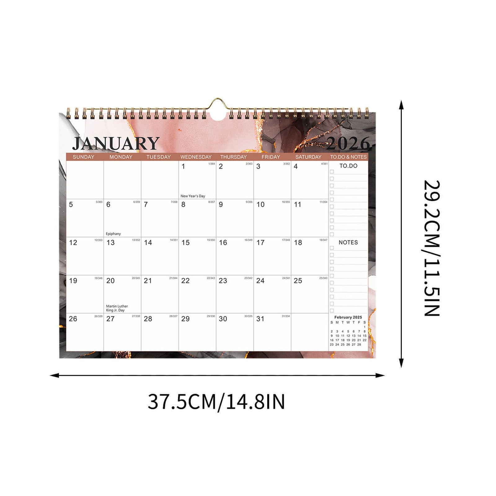 Large Grid Wall Calendar 2026-2027 Yearly Planner Multiple Holidays Thick Paper Monthly Layout Jan 2026 to Dec 2027 Home Office Organizer with Ample Writing Space