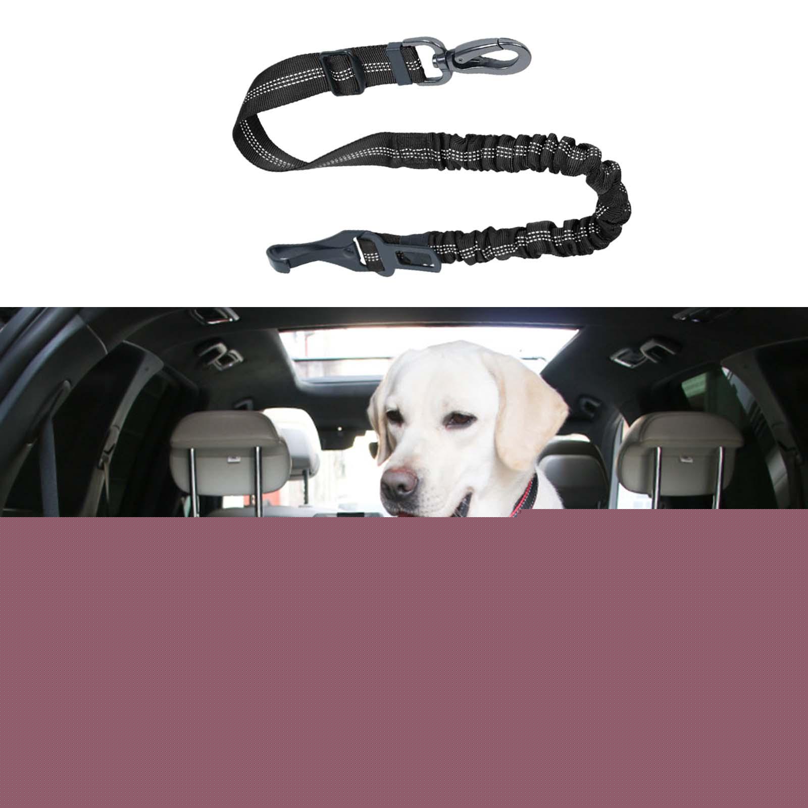 thumbnail image 2 of Cinturón de seguridad ajustable para perros y mascotas con amortiguador elástico Nylon duradero reflectante Negro, 2 of 8