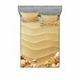 thumbnail image 2 of Ambesonne Beach Fitted Sheet & Pillow Sham Set, Sand with Sea Shells, Twinxl, Sand Brown Coral, 2 of 3