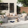 thumbnail image 6 of ELPOSUN 5 Pieces Outdoor Sectional PE Rattan Conversation Sofa Set with Gray Wicker, Beige, 6 of 6