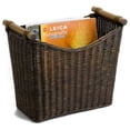 thumbnail image 2 of YfulYde Narrow Wicker Magazine Basket, Large, 14 in L x 7.5 in W x 12 in H, Antique Walnut Brown, 2 of 4