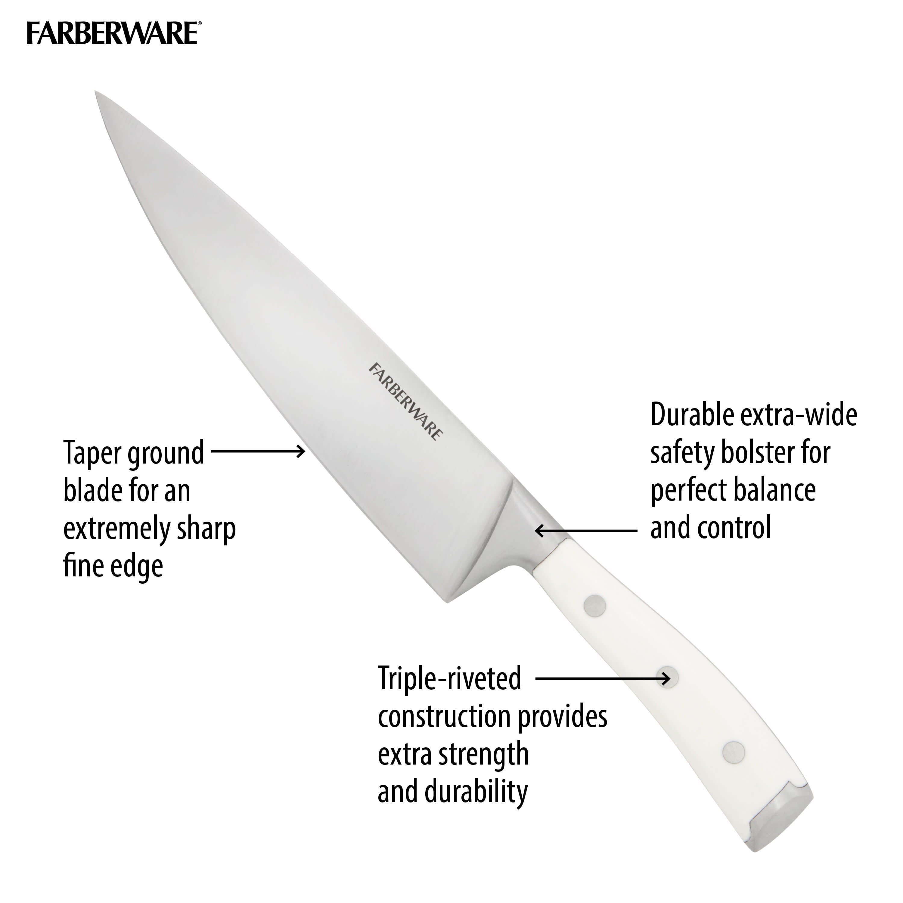 Farberware® 15-pc. White Wash Knife Block Set