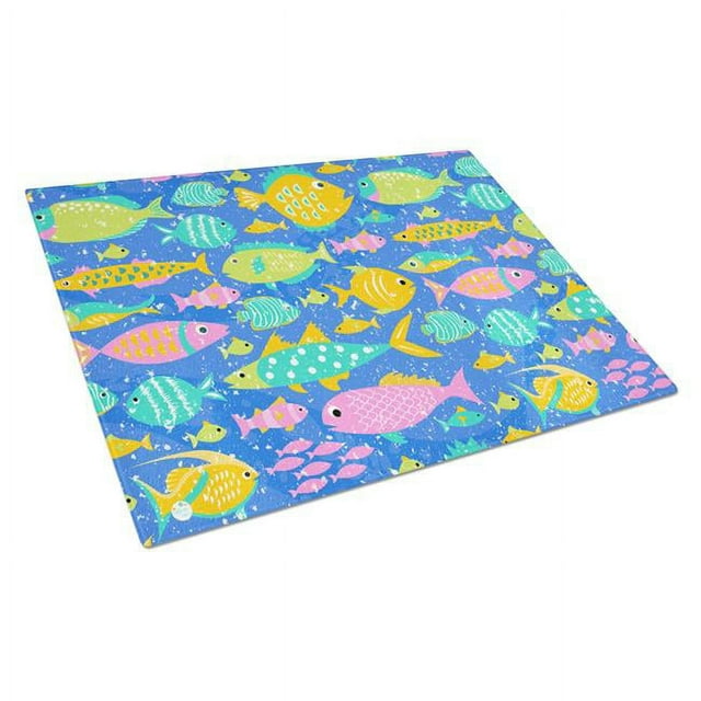 Carolines Treasures VHA3034LCB Little Colorful Fishes Glass Cutting Board - Large