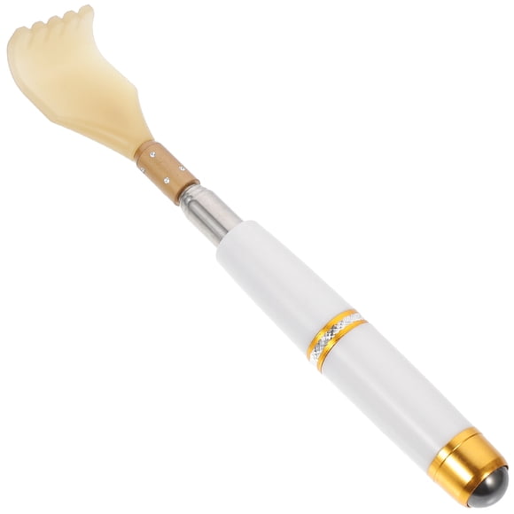 FELTECHELECTR Rascador de espalda con varilla extensible, masajeador corporal Shiatsu de mano, rodillo para rascar la espalda, productos de salud para cabeza, hombros, manos, rodillas y pies (blanco)