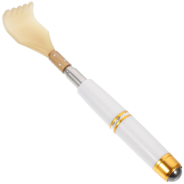 Rascador de espalda con varilla extensible, masajeador corporal Shiatsu de mano, rodillo para rascar la espalda, productos de salud para cabeza, hombros, manos, rodillas y pies (blanco)