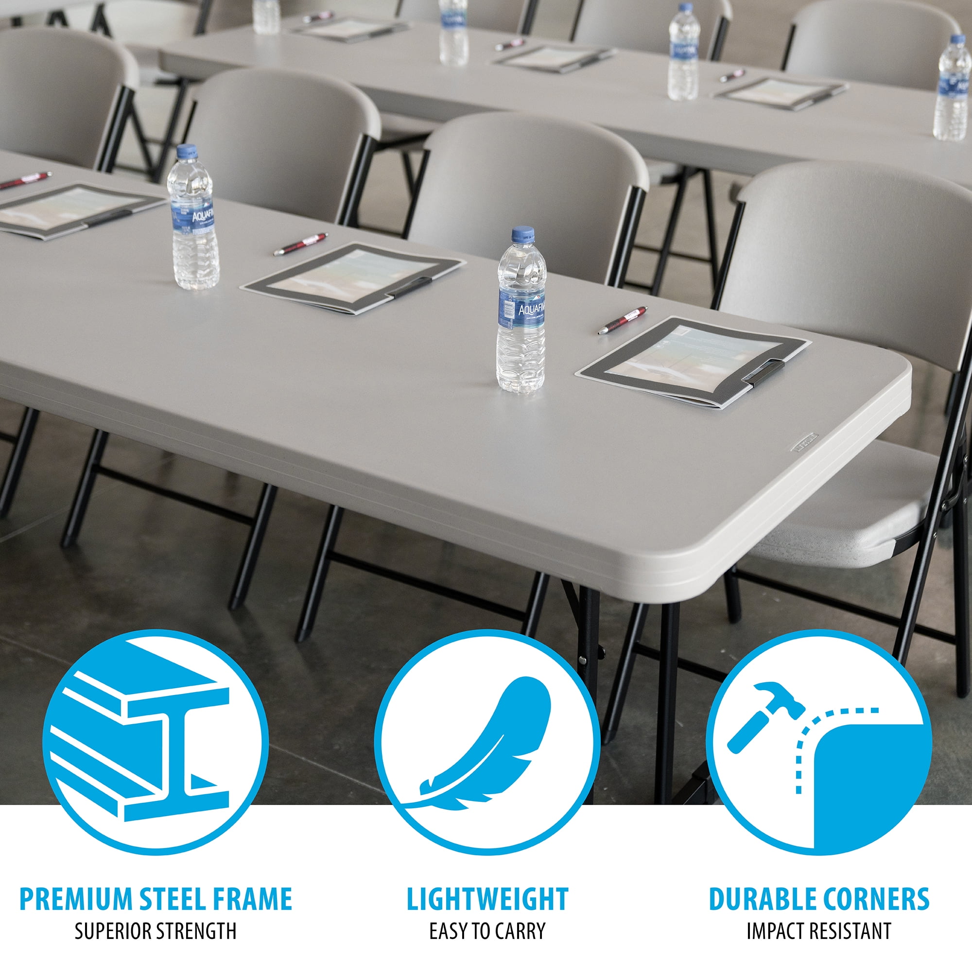 Lifetime 8 Foot Rectangle Folding Table, Indoor/Outdoor Professional Grade, Putty (80127)