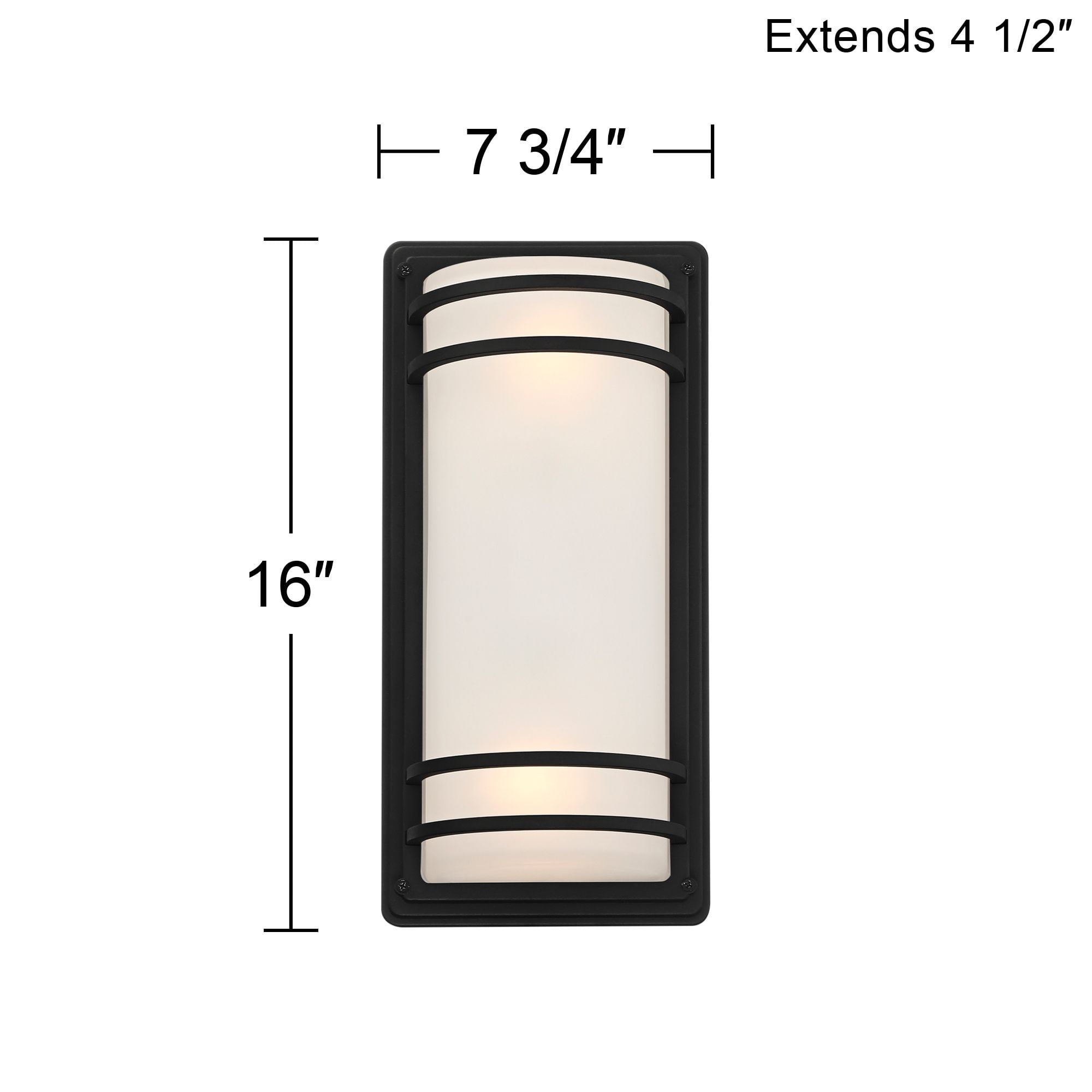 John Timberland Habitat Modern Industrial Outdoor Wall Light Fixtures Set of 2 Black Metal 16" Frosted Glass for Post Exterior Barn Deck