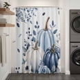thumbnail image 2 of Fall Blue Pumpkins Shower Curtain - Water Repellent Fabric Shower Curtains Washable, Thanksgiving Floral Rustic Eucalyptus Decorative Polyester Cloth Bathroom Curtains Modern Bath Decor 36"x72", 2 of 7