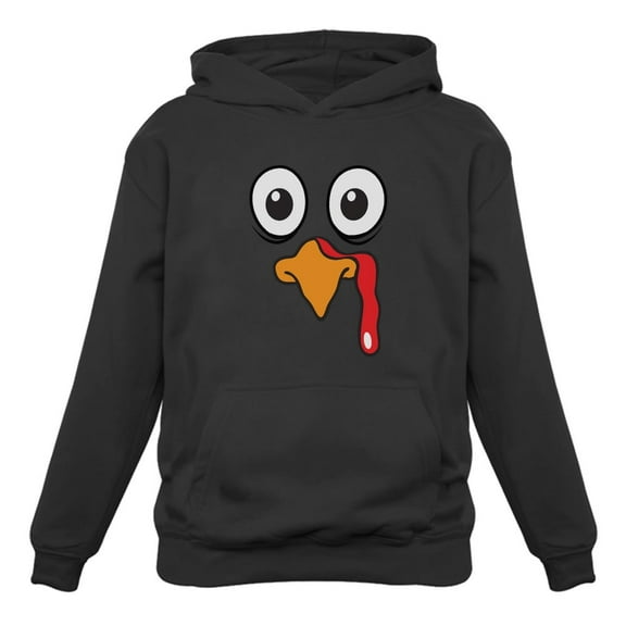 Tstars Thanksgiving Teen Hoodie Funny Turkey Face Sweatshirt for Men Medium Black