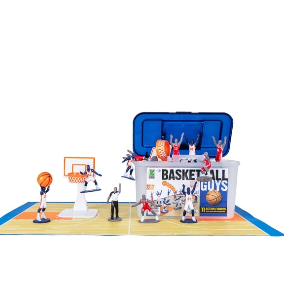 Kaskey Kids Basketball Guys Action Figures Blue/White vs Red/Gray Inspire a Love of Football and Creative Play in Kids 3 (21 pieces)