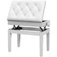 thumbnail image 1 of HOMCOM Banc de Piano Réglable avec Rangement et Rembourrage en Cuir PU Doux, avec Assez de Rangement Musical, Blanc, 1 of 7