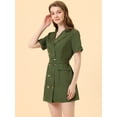 thumbnail image 2 of INSPIRE CHIC Robe Blazer Décontractée pour Femme à Revers Cranté, Double Boutonnage, Ceinturée, Très Petit, Vert Foncé, 2 of 5