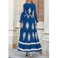 thumbnail image 5 of Women's 2025 Fall Wedding Guest Dresses Boho Floral Long Sleeve V Neck Flowy Elegant Maxi Dress Beach Clothes,Light Blue, 5 of 6
