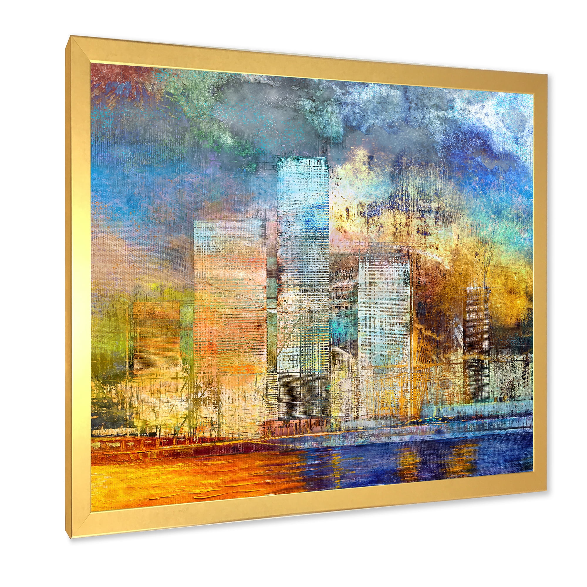 Designart 'Skypscrapers In Futuristic City' Modern Framed Art Print