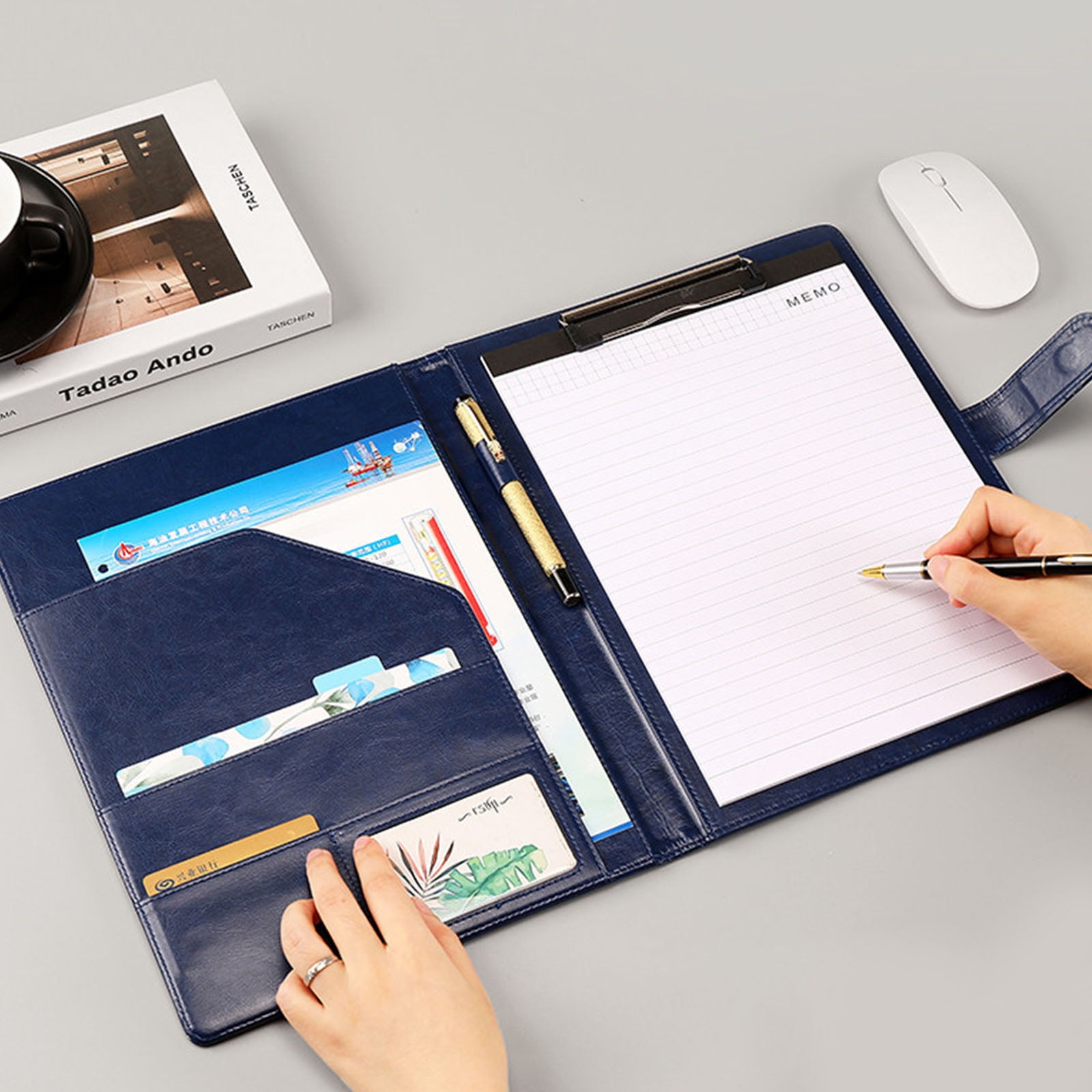 Multifuntional Clipboard with Integrated Storage for Pen and Cards Suitable for Meetings and Daily Office Tasks