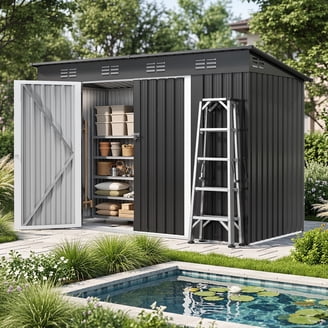 DuraMax SideMate Plus Pro 10'x4' Outdoor Plastic Storage Shed with
