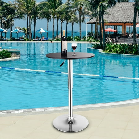 Bar Height Bistro Table - Costway Modern Round Bar Table Adjustable Bistro Pub Counter Wood Top Swivel Indoor