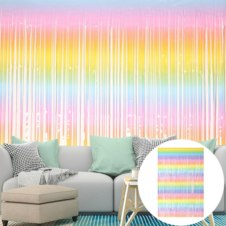 Rainbow Party theme backdrop walls. Vibrant color rainbow walls