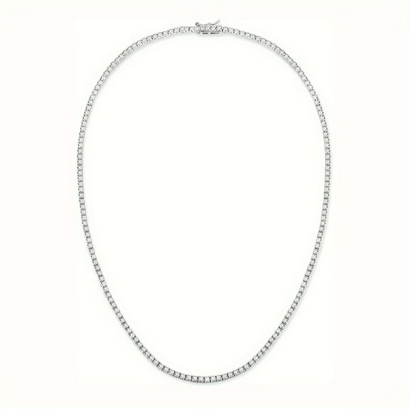 18K white gold plated 3.0mm round cubic zirconia classic tennis necklace, women's fashionable and versatile clavicle chain, unisex