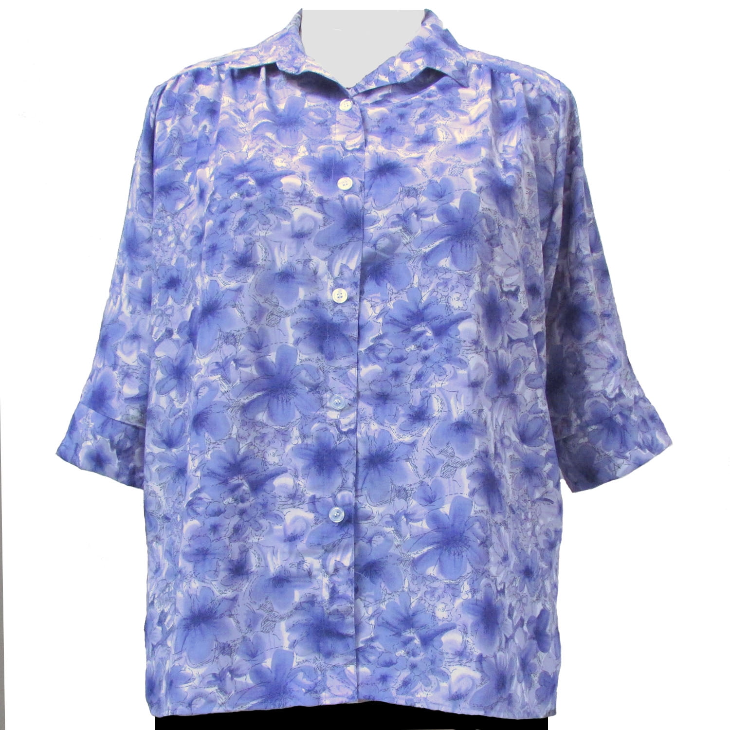 A Personal Touch Women's Plus Size 3/4 Sleeve Button-Up Blouse with ...
