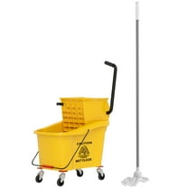 HOMCOM Mop Bucket with Wringer on Wheels for Floor Cleaning 38 Quart Yellow