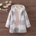 thumbnail image 4 of Winter Warm Plaid Jackets for Kids Boys Girls Open Front Hooded Cardigan Trendy Fuzzy Fleece Outerwear New Waterproof Jackets for Girl Gray 90, 4 of 6