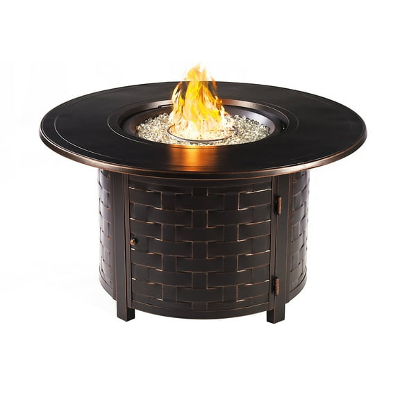 Aluminum 44-in Round Propane Fire Table with Beads, Covers and Lid