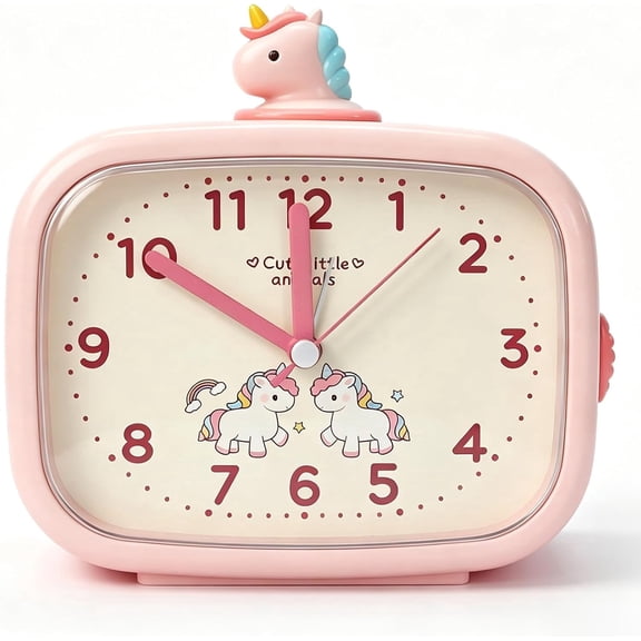 Children's Unicorn Alarm Clock – Silent No Ticking, Soft-Glow Night Light, Multiple Alarm Tones, Loud Volume, Easy to Use, for Toddlers & Kids (Unicorn)