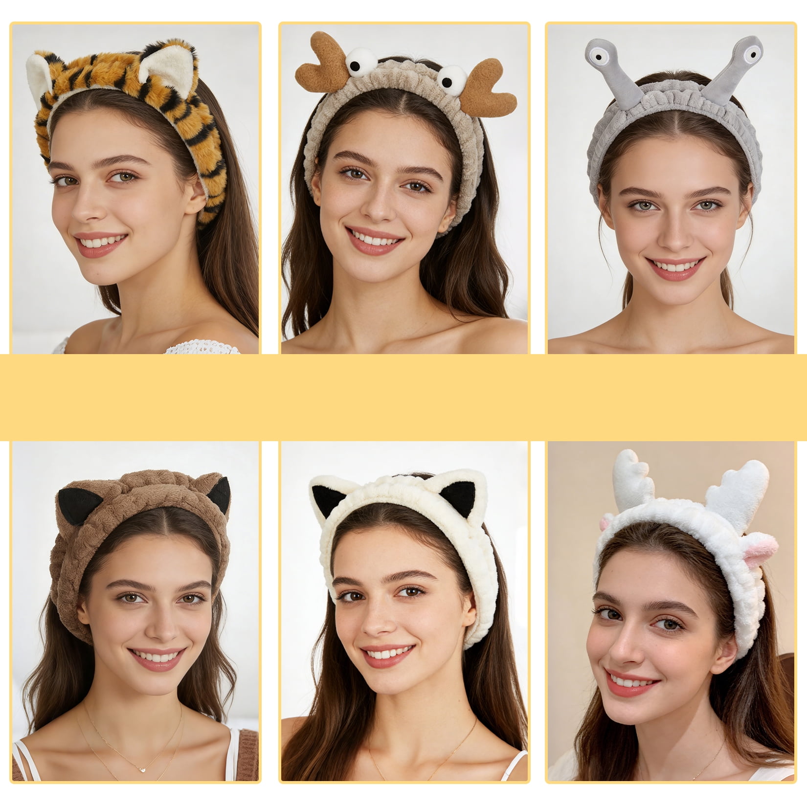 Cute Spa Headbands Set, Flannel Makeup Headbands for Washing Face & Skincare, Soft Stretch Facial Headbands for Women & Girls, Animal Design Headband Set (12PCS)