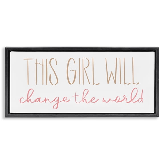 Stupell Industries Cottage Girl Power Motivational Phrase Black Floating Frame Canvas Art, 25 x 11, by SD Graphics Studio