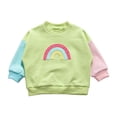 thumbnail image 1 of Gibobby Sudaderas para niños Algodón Cálido Cuello redondo Color Empalme Manga larga Sudaderas para niñas(Verde, 5-6 Años), 1 of 5