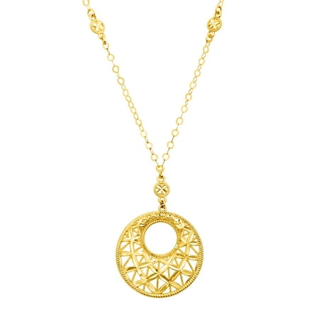 Simply Gold Latticed Circle Necklace in 14kt Gold