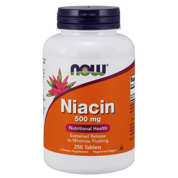 Supplement NOW Niacina (vitamina B-3) 500 mg de liberación sostenida