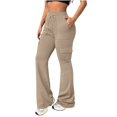 thumbnail image 4 of Endives Women's Cargo Pants High Waist Flare Pants Casual Trousers with Multi Pockets Elastic Drawstring Waist Solid Color Work Pants for Women, 4 of 6