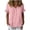 Pink, variant on Womens V Neck Blouses Short Sleeve Button Front Ruffle Sleeve Loose Fit Shirts Summer Casual Tunic Tops