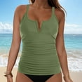 thumbnail image 2 of GEWSEY Tankini Tops for Women Swimwear Top Only Tummy Control Bathing Suit Top No Bottom (Army Green, M), 2 of 9