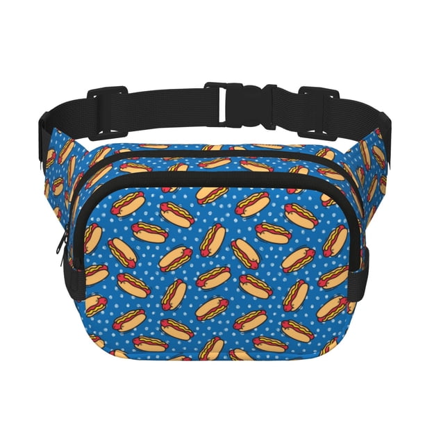 Fotbe Hot Dog 1 Cangurera Cuadrada con Estampado de Doble Capa, Bolsa de Cintura Ajustable Mini para Hombres y Mujeres