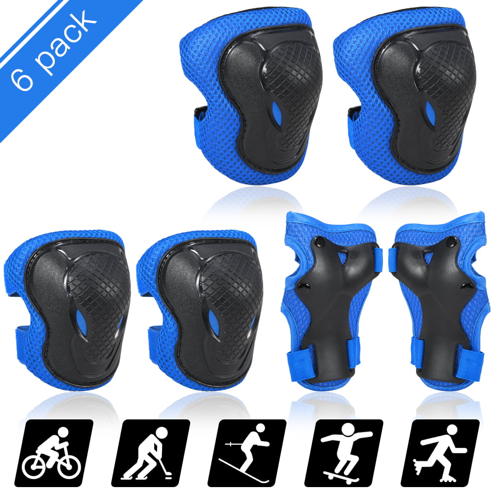 6 Piece Children Elbow Pads Wrist Pads Knee Pads Roller Skating Bicycle Pads UK 