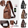 thumbnail image 7 of ZQC Male Leather Sling Chest Pack USB Hole Travel Crossbody Bag, 7 of 7